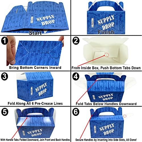Caja de Favor AnapoliZ Supply Drop | 24 Cajas de Sorpresas para Fiesta | Caja de Loot para Gamers | Decoraciones de Fiesta Azul - imagen 4