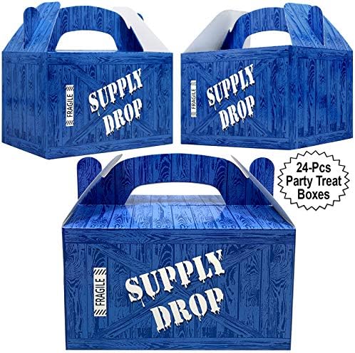 Caja de Favor AnapoliZ Supply Drop | 24 Cajas de Sorpresas para Fiesta | Caja de Loot para Gamers | Decoraciones de Fiesta Azul - imagen 5