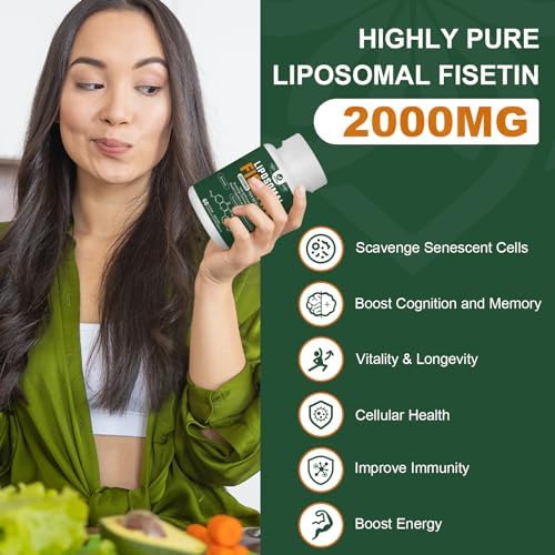 Suplemento de Fisetina Liposomal 2000MG, 98% Puro, Antioxidantes de Polifenoles, con Quercetina, TMG y Resveratrol, 60 Cápsulas para el - imagen 4