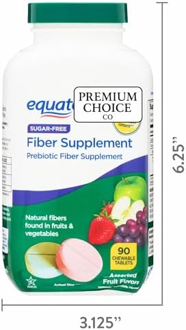 Suplemento de Fibra Diaria Chewable Premium Choice Co Equate – 90 Tabletas, Sin Azúcar, Fibra Prebiótica para la Salud Digestiva, Sabor Frutas - imagen 3