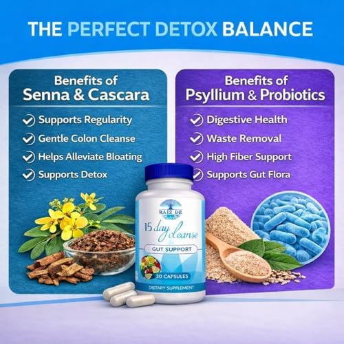 Raíz de Detox Digestivo de 15 Días – Senna, Cascara Sagrada, Psyllium y Probióticos | Apoyo Natural y Suave para Colon y Digestión | Vegano y No - imagen 2