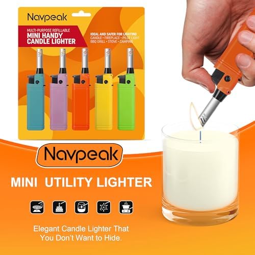 Encendedor de Candelas Navpeak Mini, Encendedores Multipropósito Refilables con Varilla Extendida, 5 Piezas para Cocina, Chimenea, BBQ y Más (Butano - imagen 2
