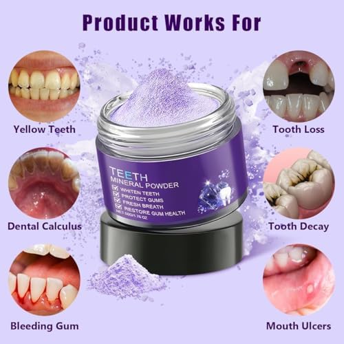 Polvo Mineral Restaurador de Dientes 2PCS - Fortalece Dientes y Encías, Protege Encías y Refresca Aliento, Color Púrpura - imagen 2
