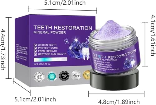 Polvo Mineral Restaurador de Dientes 2PCS - Fortalece Dientes y Encías, Protege Encías y Refresca Aliento, Color Púrpura - imagen 5