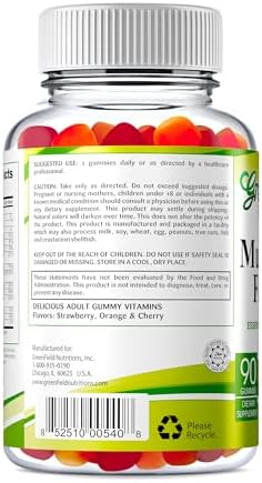 Gomitas Multivitamínicas Halal Greenfield Nutrition para Adultos - Sin Gelatina, con Vitamina D3, B6, B12, Zinc y C (90 piezas) - imagen 2