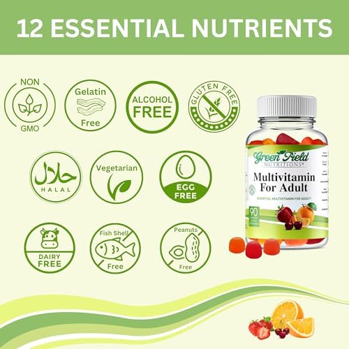 Gomitas Multivitamínicas Halal Greenfield Nutrition para Adultos - Sin Gelatina, con Vitamina D3, B6, B12, Zinc y C (90 piezas) - imagen 6
