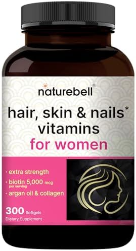 Vitaminas NatureBell para Cabello, Piel y Uñas para Mujeres – 5000mcg de Biotina, Colágeno, Queratina, Ácido Hialurónico, Aceite de Argán y Complejo - imagen 1