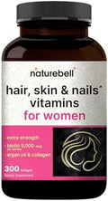 Vitaminas NatureBell para Cabello, Piel y Uñas para Mujeres – 5000mcg de Biotina, Colágeno, Queratina, Ácido Hialurónico, Aceite de Argán y Complejo - imagen 1
