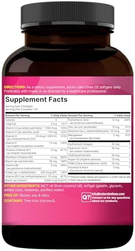 Vitaminas NatureBell para Cabello, Piel y Uñas para Mujeres – 5000mcg de Biotina, Colágeno, Queratina, Ácido Hialurónico, Aceite de Argán y Complejo - imagen 7