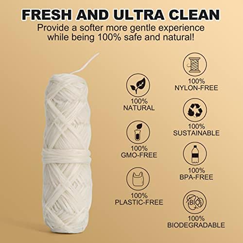 Hilo dental de seda natural sin sabor Gaia Guy con recarga y soporte de bambú reutilizable | 2 x 30 m de seda pura compostable con cera de candelilla - imagen 3