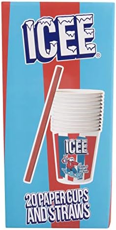 Copa de Papel ICEE Licenciada Oficialmente – Paquete de 20 Vasos desechables de 9oz con Popotes de Cartón Rojo para Fiestas y Máquinas ICEE. - imagen 2