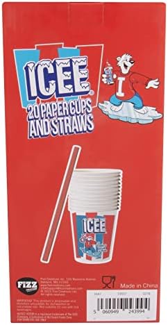 Copa de Papel ICEE Licenciada Oficialmente – Paquete de 20 Vasos desechables de 9oz con Popotes de Cartón Rojo para Fiestas y Máquinas ICEE. - imagen 3