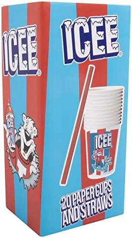 Copa de Papel ICEE Licenciada Oficialmente – Paquete de 20 Vasos desechables de 9oz con Popotes de Cartón Rojo para Fiestas y Máquinas ICEE. - imagen 4