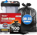 Bolsas de Basura Negras de 30-33 Galones, 100 Piezas con Cintas, Forros Grandes para Hogar, Cocina, Oficina y Desechos Exteriores - imagen 1