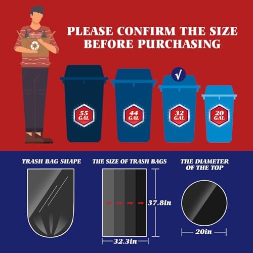 Bolsas de Basura Negras de 30-33 Galones, 100 Piezas con Cintas, Forros Grandes para Hogar, Cocina, Oficina y Desechos Exteriores - imagen 2
