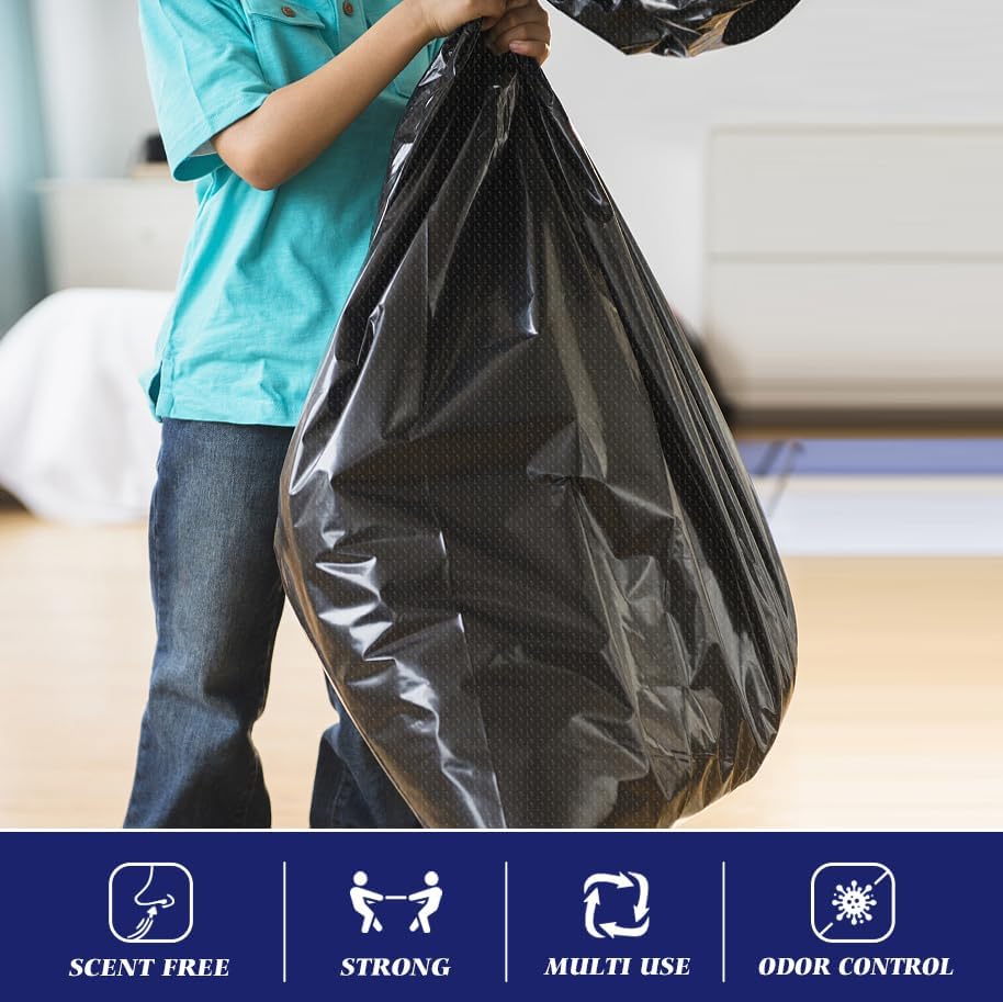 Bolsas de Basura Negras de 30-33 Galones, 100 Piezas con Cintas, Forros Grandes para Hogar, Cocina, Oficina y Desechos Exteriores - imagen 3