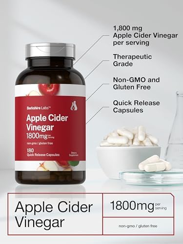 Cápsulas de Vinagre de Sidra de Manzana Horbaach 1800 mg | 180 Contenido | Suplemento Sin OGM y Libre de Gluten | Por Berkshire Labs - imagen 4