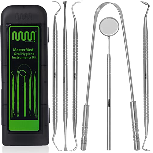 Kit de Herramientas Dentales para Limpieza de Dientes (6 Piezas) – Set de Cuidado Oral de Acero Inoxidable con Removedor de Placa, Escalador, Espejo - imagen 1