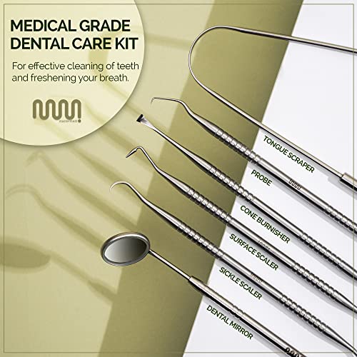 Kit de Herramientas Dentales para Limpieza de Dientes (6 Piezas) – Set de Cuidado Oral de Acero Inoxidable con Removedor de Placa, Escalador, Espejo - imagen 2