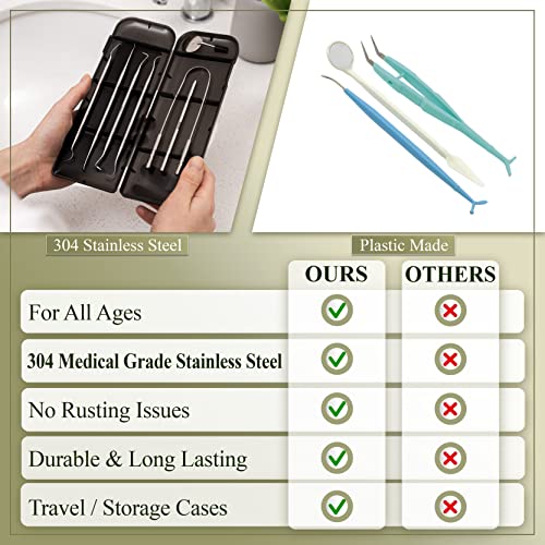 Kit de Herramientas Dentales para Limpieza de Dientes (6 Piezas) – Set de Cuidado Oral de Acero Inoxidable con Removedor de Placa, Escalador, Espejo - imagen 6