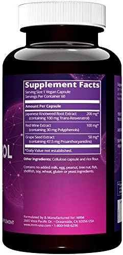Suplemento Antioxidante MRM Nutrition Resveratrol 100mg - Salud Celular y Bienestar Nutricional - Vegano, Sin Gluten - 60 Porciones - imagen 2
