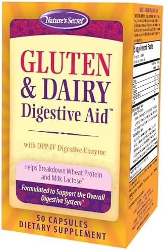 Nature's Secret Digestivo Sin Gluten y Lácteos - 50 Cápsulas - Ayuda a Descomponer Proteína de Trigo y Lactosa - 25 Porciones - imagen 1
