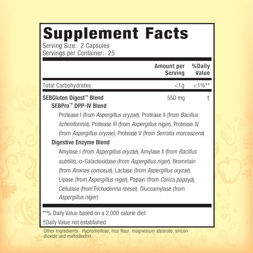 Nature's Secret Digestivo Sin Gluten y Lácteos - 50 Cápsulas - Ayuda a Descomponer Proteína de Trigo y Lactosa - 25 Porciones - imagen 2