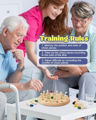 Actividades para Personas Mayores con Demencia – Ajedrez de Madera para Memoria, Juguetes y Juegos para Alzheimer, Alternativa a Manta de Fidget, - imagen 2