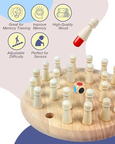 Actividades para Personas Mayores con Demencia – Ajedrez de Madera para Memoria, Juguetes y Juegos para Alzheimer, Alternativa a Manta de Fidget, - imagen 4