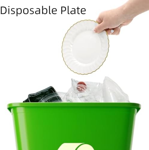 Platos Desechables Coloch de Plástico Dorado, 50 Piezas, 6 Pulgadas, Blancos con Bisel Dorado para Bodas, Buffets, Fiestas y Catering - imagen 5