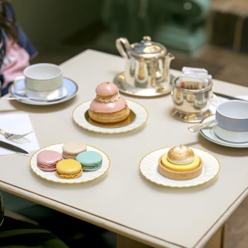 Platos Desechables Coloch de Plástico Dorado, 50 Piezas, 6 Pulgadas, Blancos con Bisel Dorado para Bodas, Buffets, Fiestas y Catering - imagen 7