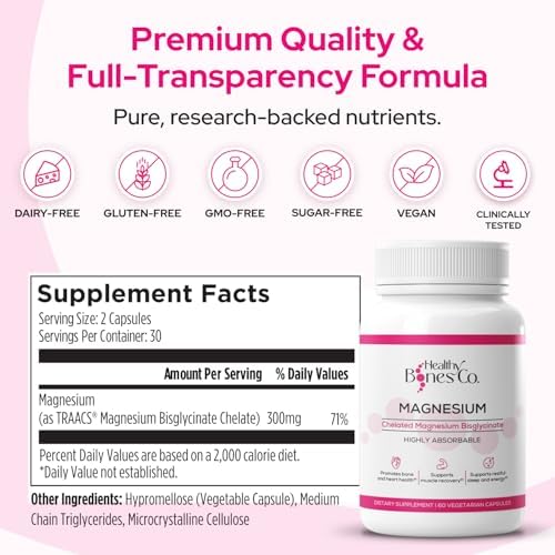 Cápsulas de Bisglicinato de Magnesio Quelado 300mg - Suplemento Vegetariano para Recuperación Muscular, Sueño y Soporte Óseo y Cardiaco - 1 Mes de - imagen 2