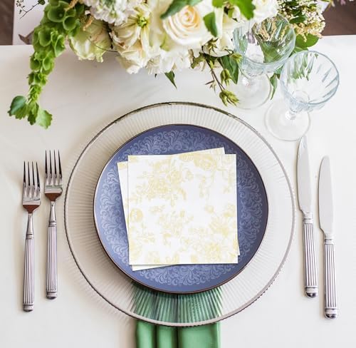 100 Servilletas Desechables de Papel Amarillas y Blancas con Flores para Cócteles - Decoración de Primavera para Bodas, Fiestas de Cumpleaños y Baby - imagen 4