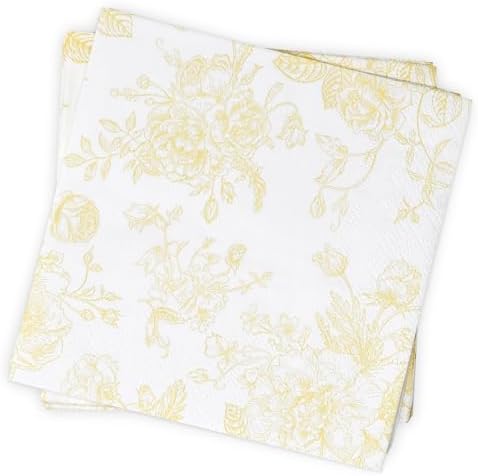 100 Servilletas Desechables de Papel Amarillas y Blancas con Flores para Cócteles - Decoración de Primavera para Bodas, Fiestas de Cumpleaños y Baby - imagen 5