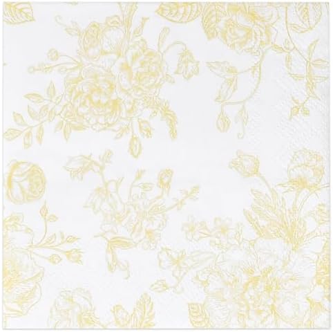 100 Servilletas Desechables de Papel Amarillas y Blancas con Flores para Cócteles - Decoración de Primavera para Bodas, Fiestas de Cumpleaños y Baby - imagen 6