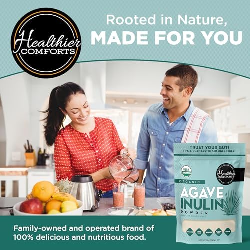 Polvo de Inulina Orgánica Healthier Comforts (12 oz) de Agave Azul | Fibra Prebiótica Soluble, Suave para la Digestión, No Transgénico | Ideal para - imagen 7