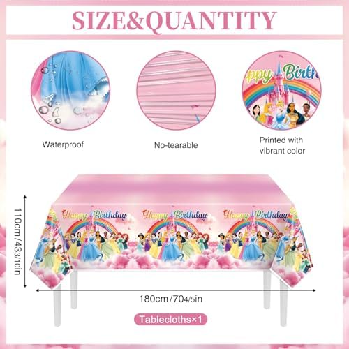 Juego de Decoraciones de Cumpleaños de Princesa de 97 Piezas, Platos y Servilletas para Fiestas, Suministros de Decoración para Cumpleaños de Niña, - imagen 3