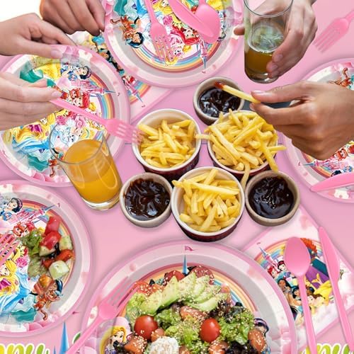 Juego de Decoraciones de Cumpleaños de Princesa de 97 Piezas, Platos y Servilletas para Fiestas, Suministros de Decoración para Cumpleaños de Niña, - imagen 6