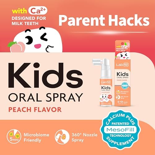 LAB52 Spray Oral para Niños, Ayuda de Pasta Dental para Cuidado Oral Diario y Aliento Fresco, Aprobado por Niños, Sin Flúor, Sabor Durazno con Xilitol - imagen 2