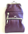 Estuche de Cuero Genuino Deluxe para Cigarrillos y Encendedor con Cierre de Cremallera y Broche, Ajuste para 100's - Morado - imagen 1