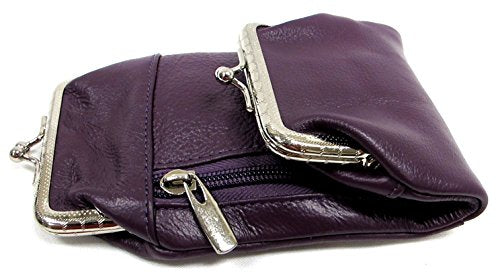 Estuche de Cuero Genuino Deluxe para Cigarrillos y Encendedor con Cierre de Cremallera y Broche, Ajuste para 100's - Morado - imagen 4