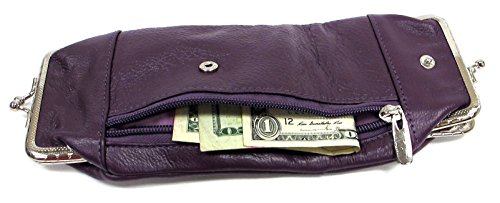 Estuche de Cuero Genuino Deluxe para Cigarrillos y Encendedor con Cierre de Cremallera y Broche, Ajuste para 100's - Morado - imagen 5