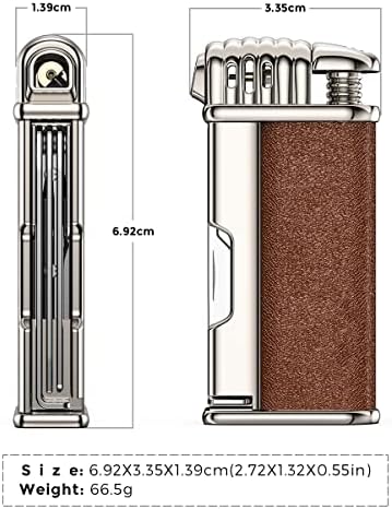 Encendedor de Mecha con Herramientas de Metal, Llama Suave Angulada, Butano Recargable, Regalo para Hombres (Se Vende Sin Gas) - imagen 2
