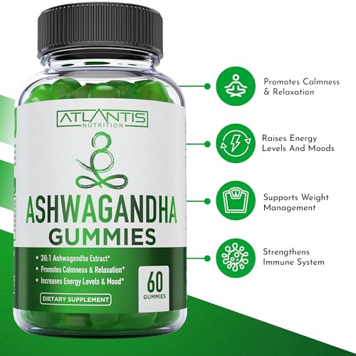 Gomitas de Ashwagandha Atlantis Nutrition - Extracto 30:1 - Promueve la Calma, Mejora el Ánimo, Aumenta Energía & Fortalece el Sistema Inmunológico - - imagen 2