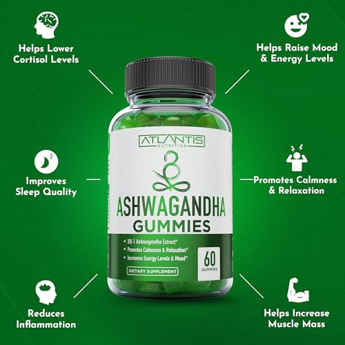 Gomitas de Ashwagandha Atlantis Nutrition - Extracto 30:1 - Promueve la Calma, Mejora el Ánimo, Aumenta Energía & Fortalece el Sistema Inmunológico - - imagen 4