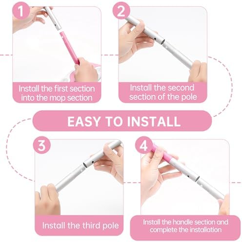 Mango de Mopa Compatible con Swiffer, Mango Extra Largo Desmontable Rosa para Swiffer - imagen 5