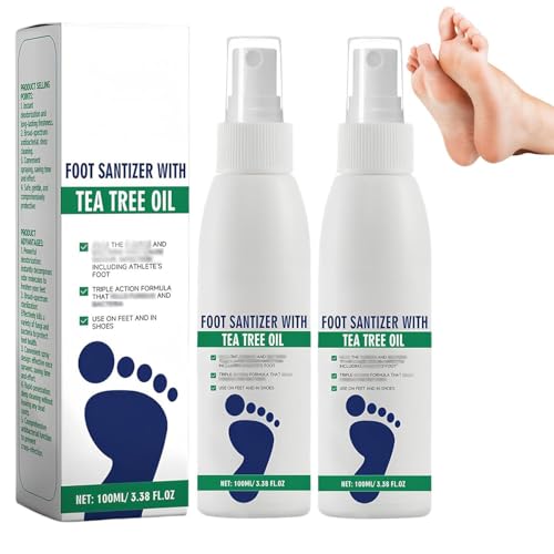 Spray Desinfectante para Pies 2PCS con Aceite de Árbol de Té, 100 ml/3.5 oz, Spray Transparente - imagen 1