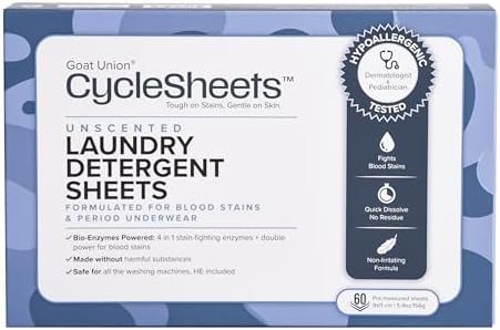 Goat Union CycleSheets Detergente en Hoja Sin Fragancia | Probado por Dermatólogos y Pediatras | Enzimas Biodegradables | Hipoalergénico, Suave con - imagen 1