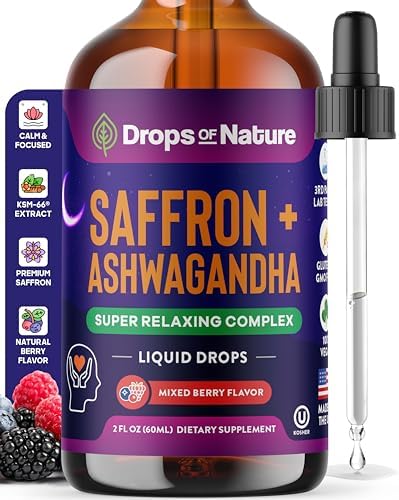 Suplemento de Ashwagandha y Azafrán – Contiene KSM 66 y Extracto de Azafrán – Vegano, Sin Gluten, Sin OGM – Suplemento Herbal Diario para Enfoque, - imagen 1