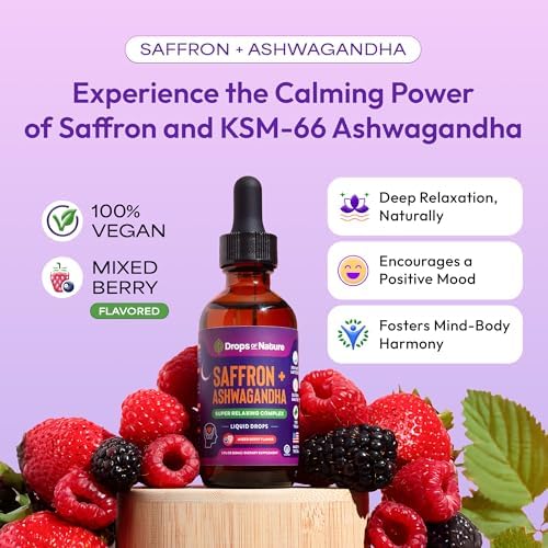 Suplemento de Ashwagandha y Azafrán – Contiene KSM 66 y Extracto de Azafrán – Vegano, Sin Gluten, Sin OGM – Suplemento Herbal Diario para Enfoque, - imagen 2